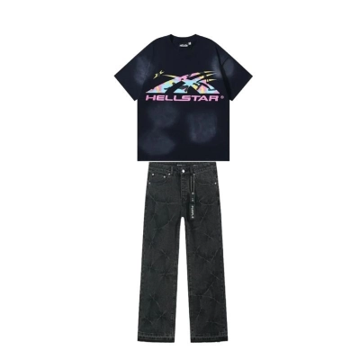 Hellstar T-Shirt -6793#+Purple Brand Jeans -802# 01