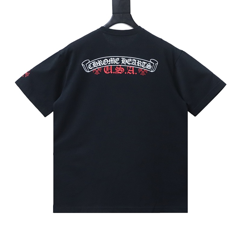 Chrome Hearts Scroll Logo "U.S.A." Pocket T-Shirt