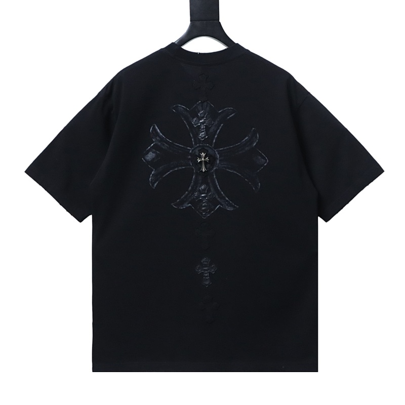 Chrome Hearts Black Leather Cross Patch T-Shirt