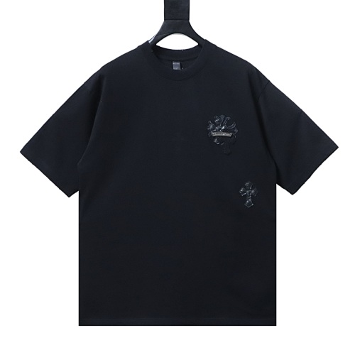 Chrome Hearts Black Leather Cross Patch T-Shirt