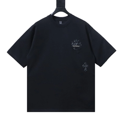 Chrome Hearts Black Leather Cross Patch T-Shirt 01