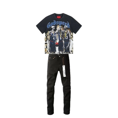 Godspeed Dream Team Tee #1023 Grey Wash+Purple Brand Fashion Men Jeans 4 01