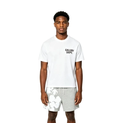 GALLERY DEPT. SOUVENIR T-SHIRT WHITE + Denim Tears Big Cotton Wreath Sweat Shorts Grey 01