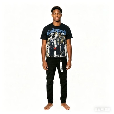 Godspeed Dream Team Tee #1023 Grey Wash+Purple Brand Fashion Men Jeans 4 01