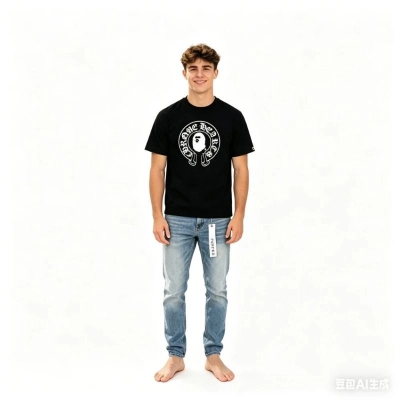 BAPE x Chrome Hearts Baby Milo T-shirt Black + Purple Brand Fashion Men Jeans YZ072421 01