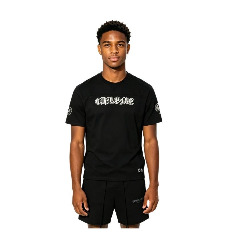 Chrome Hearts Mesh Stadium Football Jersey 'Black'+ Fear of God Essentials Shorts (SS21) Black/Stretch Limo