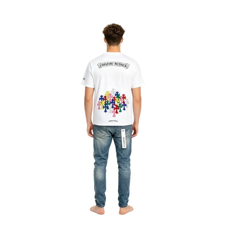 Chrome Hearts Multi Color Cross T-shirt White+Purple Brand Fashion Men Jeans YZ072417