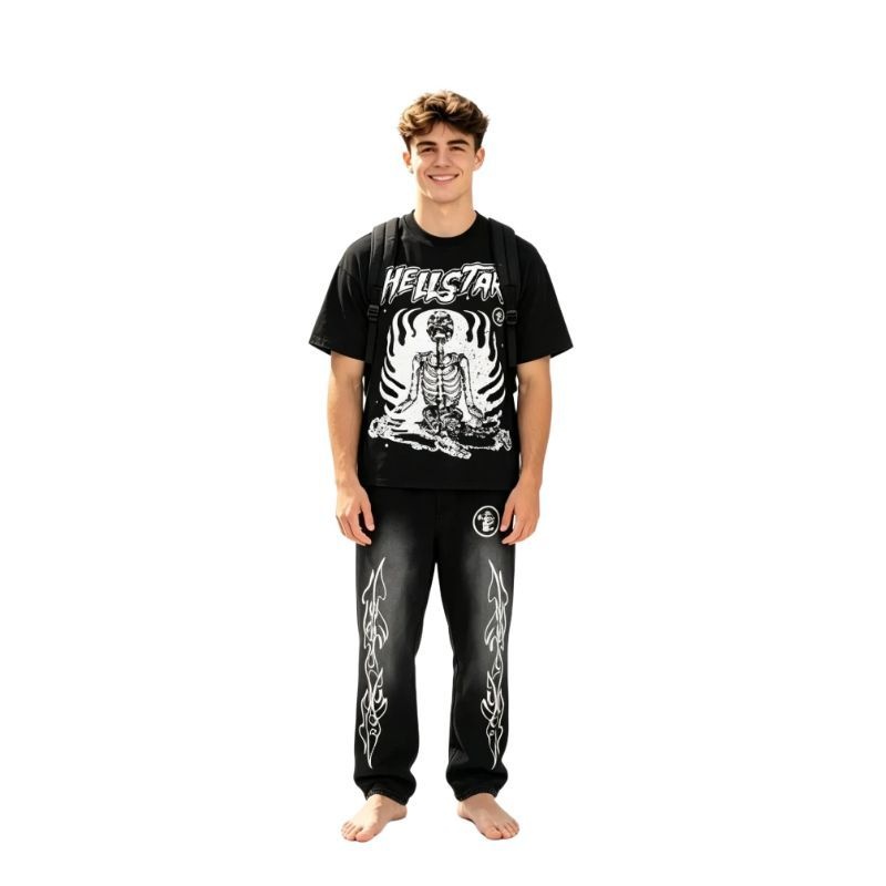 HellStar Inner Peace Tee + Hellstar Studios Flare Sweatpants Black