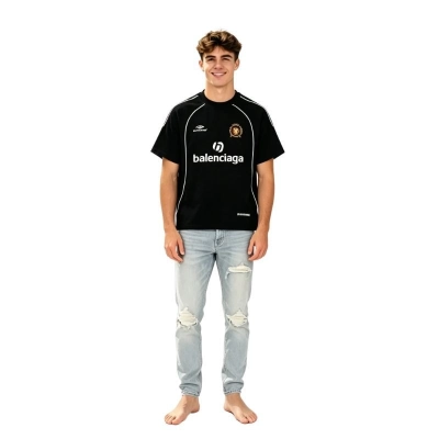 Balenciaga Lion Crest Soccer T-Shirt Black+Amiri Jeans PK0723 01