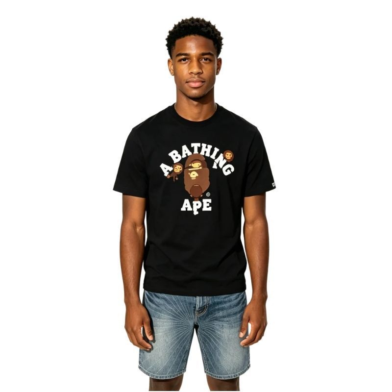 BAPE T-Shirt -#239+Purple Brand Denim Shorts PK509