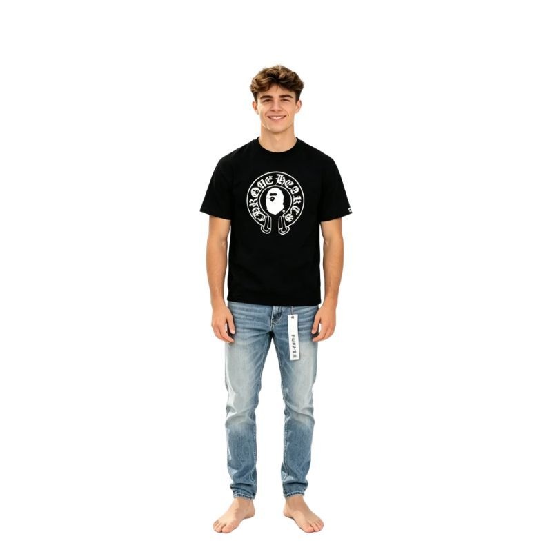 BAPE x Chrome Hearts Baby Milo T-shirt Black + Purple Brand Fashion Men Jeans YZ072421