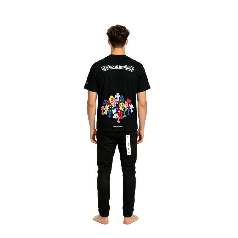 Chrome Hearts Multi Color Cross T-shirt Black+Purple Brand Fashion Men Jeans 4