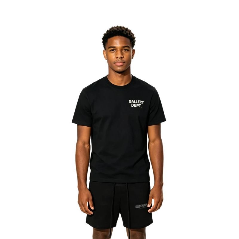Gallery Dept. Souvenir T-Shirt Black+Fear of God Essentials Shorts (SS21) Black/Stretch Limo