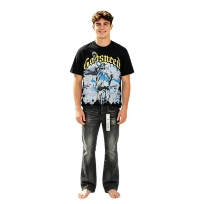 Godspeed Chrome Liberty T-Shirt #1015 Black Wash+Purple Brand Jeans -167# 01