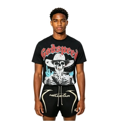 Godspeed T-Shirt-7023# + Hellstar Warm Up Shorts Black 01