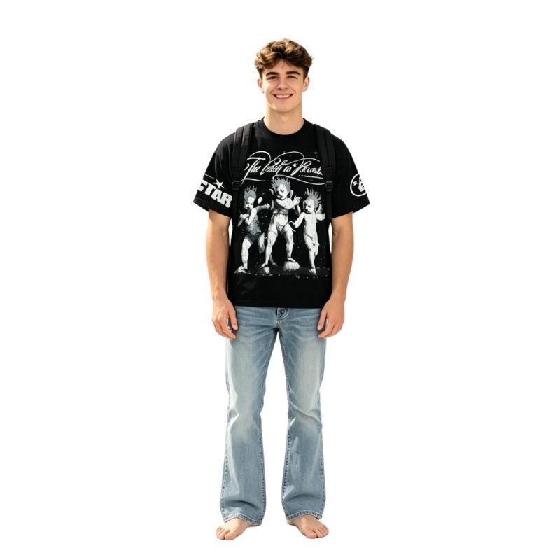 Hellstar T-Shirt-6715#+Purple Brand Jeans -713#