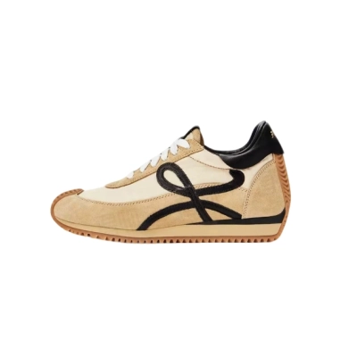 LOEWE  Flow Runner in nylon and suede Brown 01