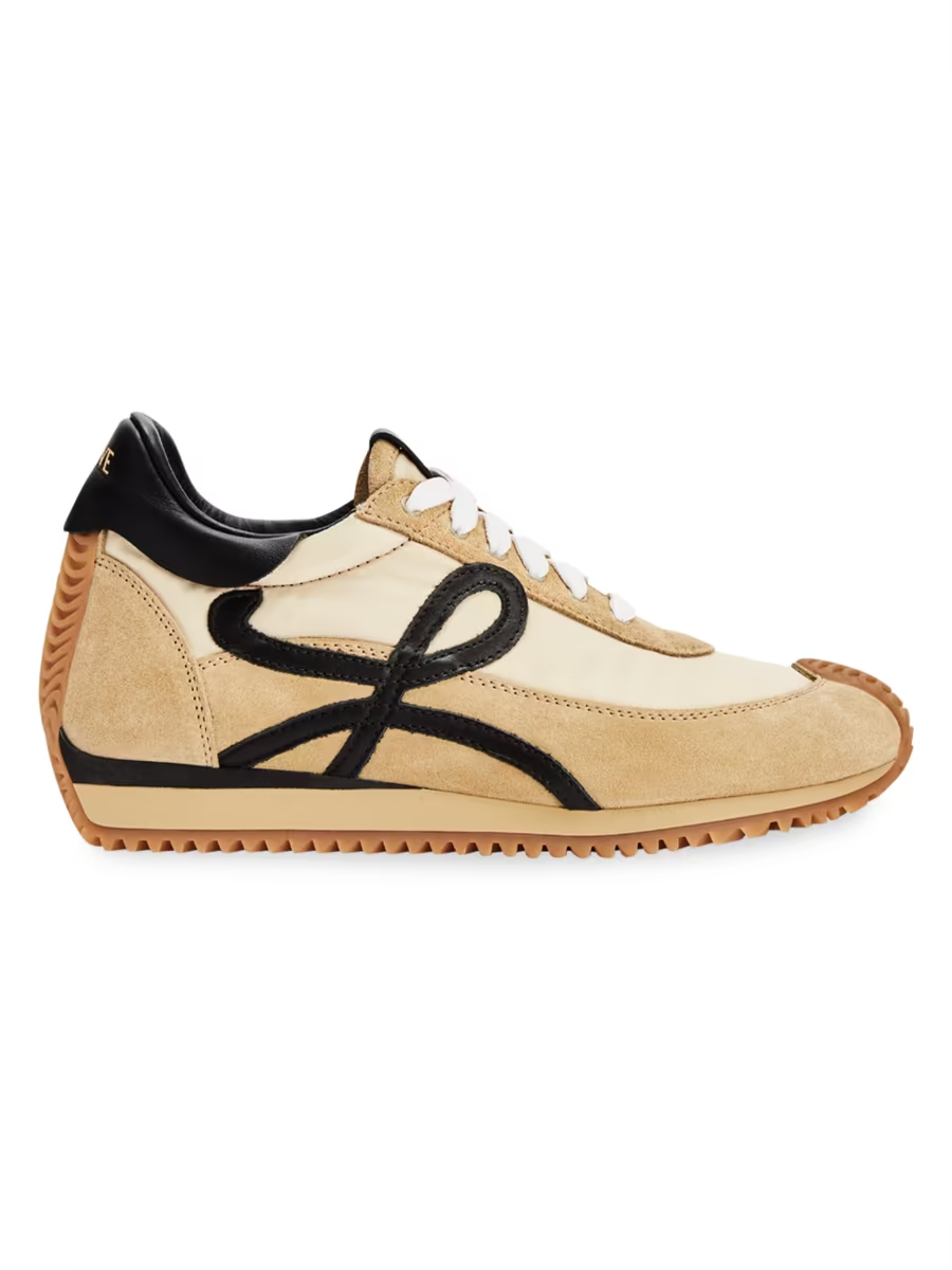 LOEWE  Flow Runner in nylon and suede Brown