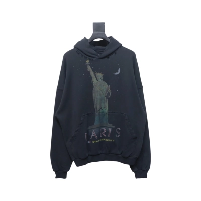 Balenciaga Paris Liberty Hoodie Oversized in Black 01