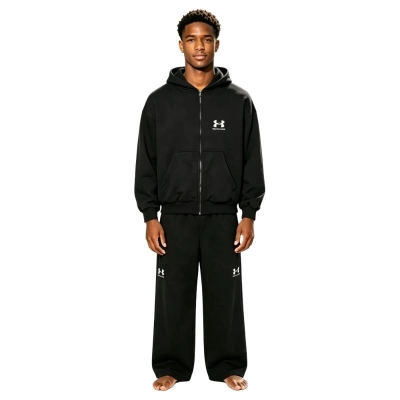 Balenciaga x Under Armour Zip Up Hoodie 'Black/White' +Balenciaga x Under Armour Baggy Sweatpants 'Black/White' 01