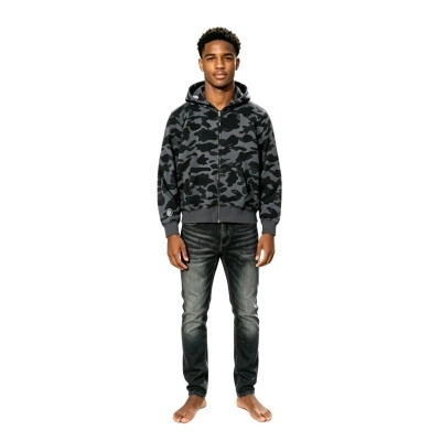 BAPE Color Camo Shark Zip Hoodie Black 4580793319054+Purple Brand Fashion Jeans YZ072444 01