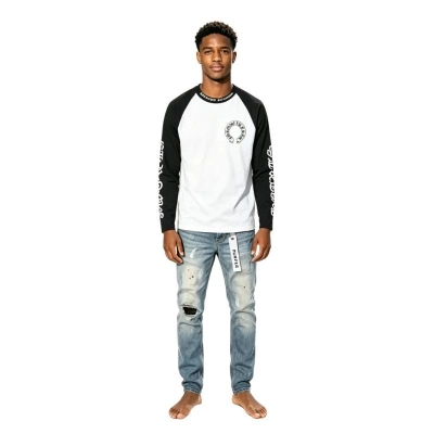 Chrome Hearts Horseshoe Baseball Shirt White/Black+Purple Brand Fashion Men Jeans 2 01