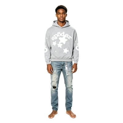 Sp5der Beluga Hoodie Heather Grey + Purple Brand Fashion Men Jeans 2 01