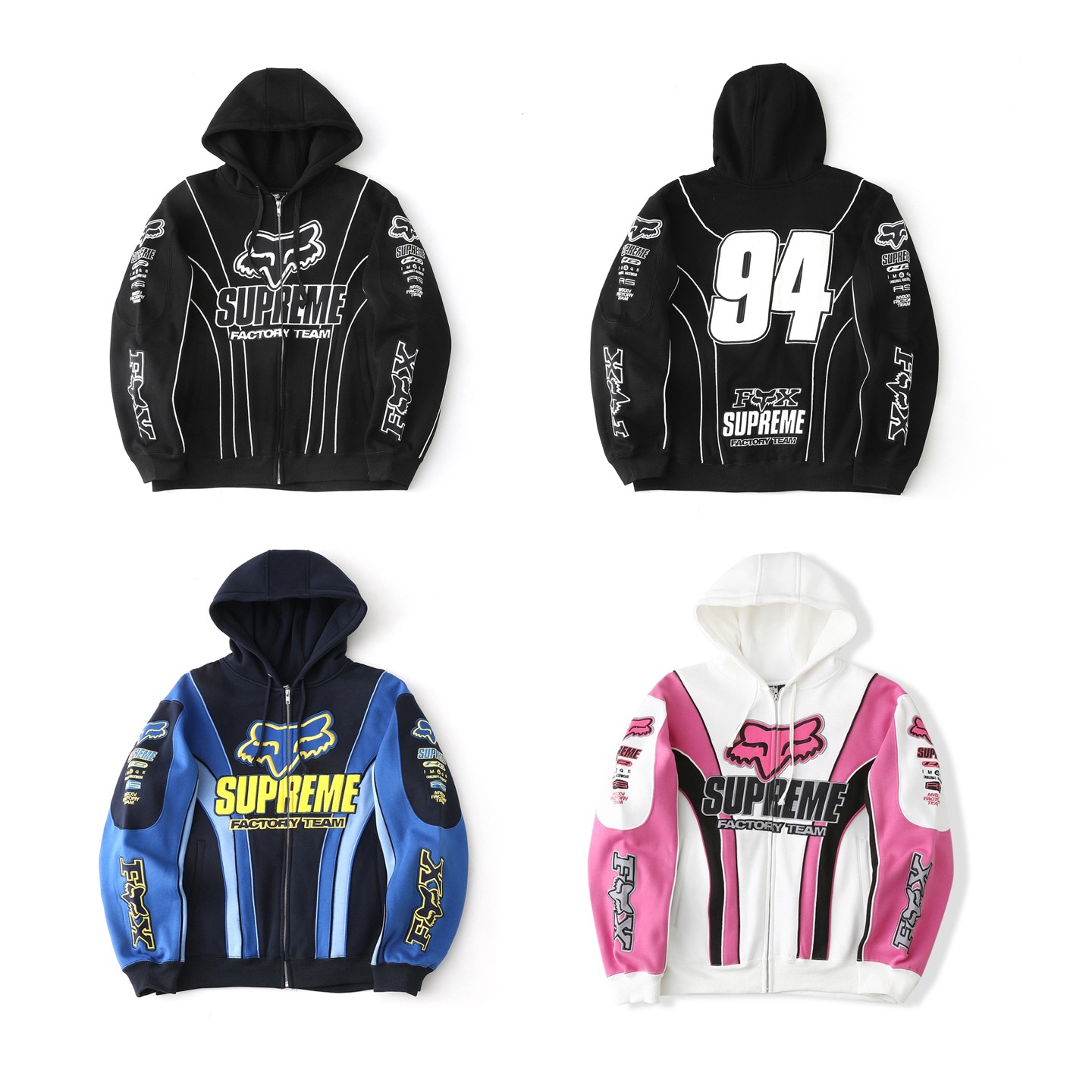 Supreme x Fox Racing Zip Up Hooded Sweatshirt