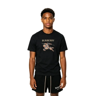 Burberry Cross Stitch EKD Cotton T-Shirt Black/White+Fear of GodSweatshort Dark 857# 01