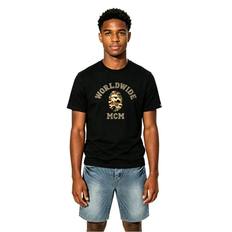 BAPE T-Shirt -#240+Purple Brand Denim Shorts PK509