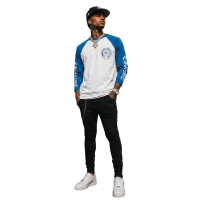 Chrome Hearts CH Baseball Shirt White/Blue CH-536 + Purple Brand Fashion Men Jeans 4 01
