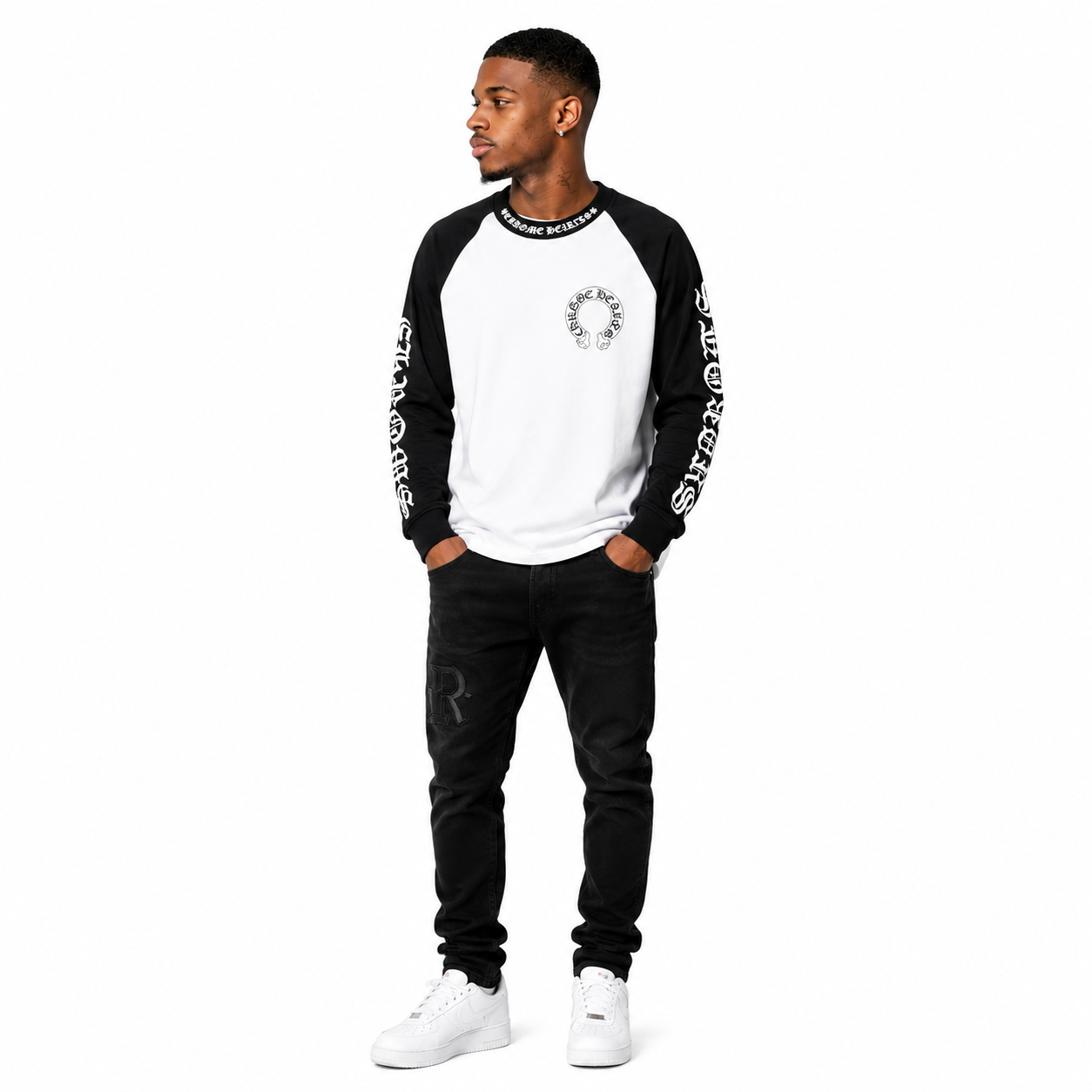 Chrome Hearts Horseshoe Baseball Shirt White/Black + Amiri Jeans PK 8918 