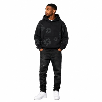 Denim Tears Cotton Wreath Hooded Sweatshirt 'Black Monochrome' + Amiri Jeans PK 8918 01