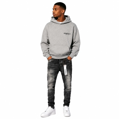 Fear of God Essentials Relaxed Hoodie Dark Oatmeal + Purple Brand Fashion Men Jeans 5 01