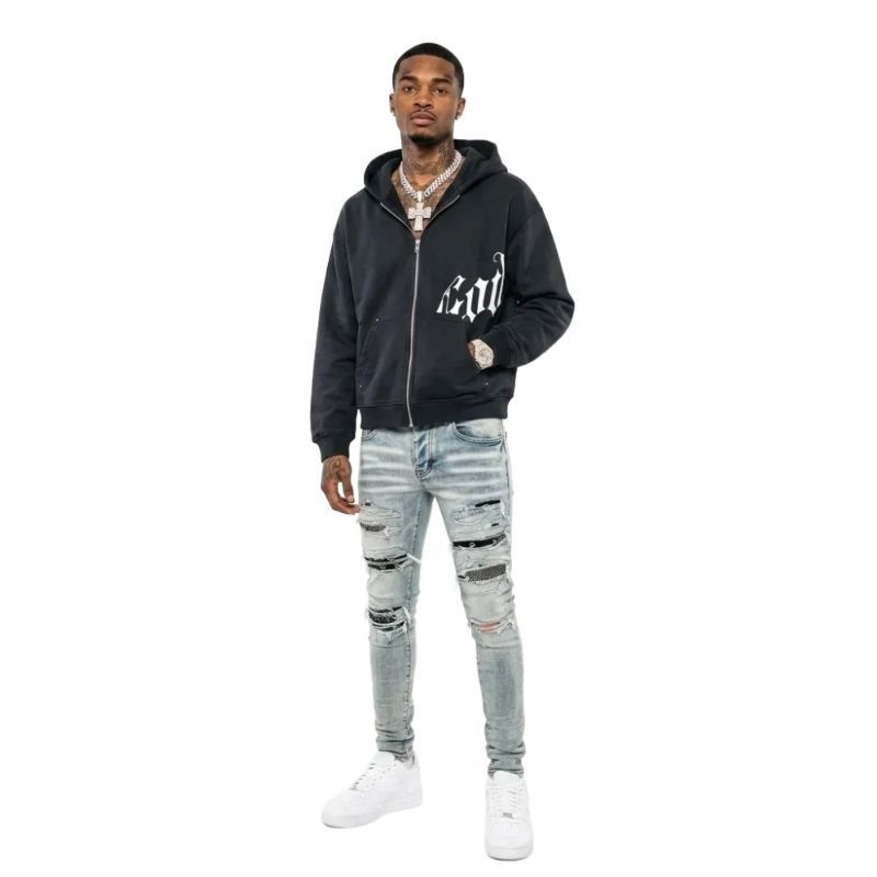Godspeed OG Logo Sweatsuit Black White（Only hoody）+Amiri Jeans PK 8935