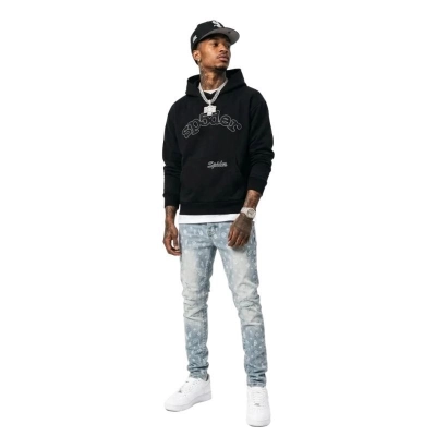 Sp5der OG Logo Hoodie Black + Purple Brand Fashion Men Jeans 11 01