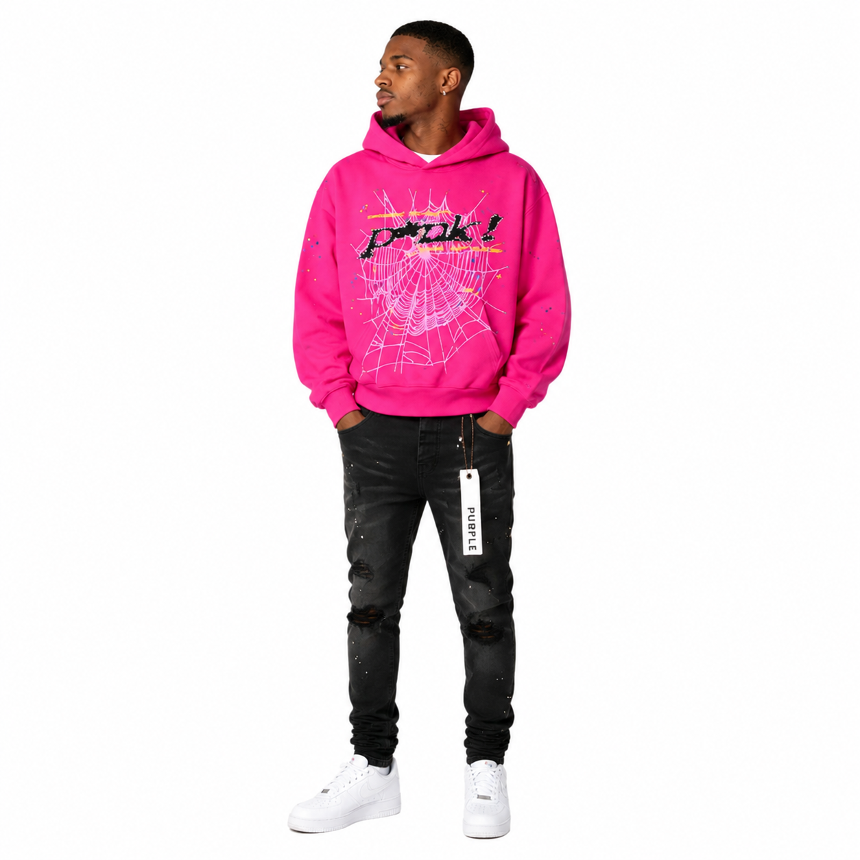 Sp5der P*NK Hoodie Pink + Purple Brand Fashion Men Jeans 6