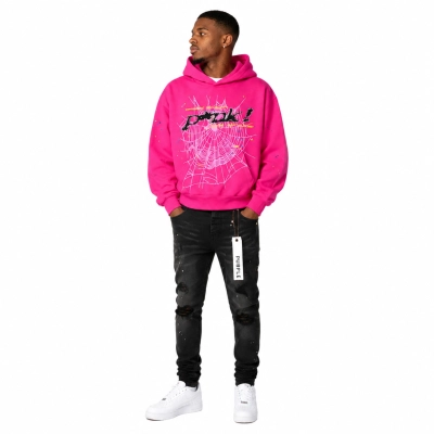 Sp5der P*NK Hoodie Pink + Purple Brand Fashion Men Jeans 6 01
