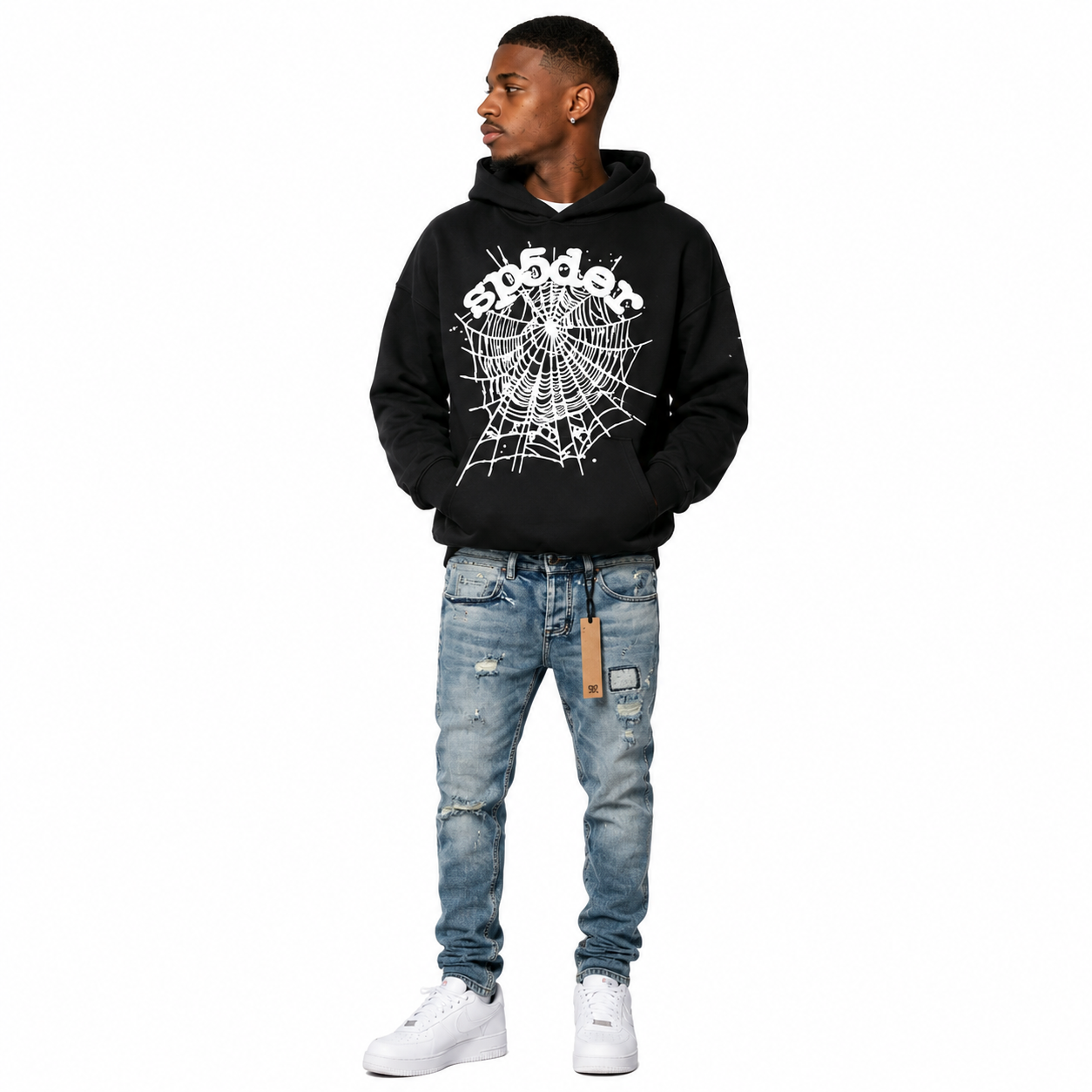 Spider Worldwide BLACK OG WEB HOODIE + Ksubi Jeans PK 3007
