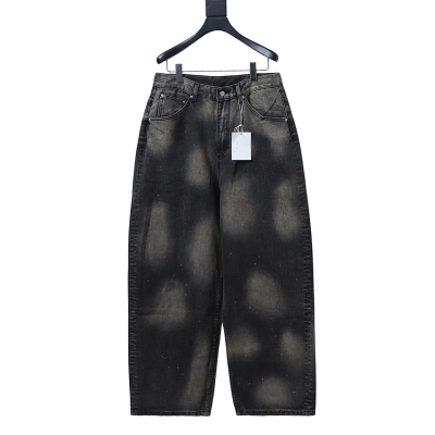  Ancellm Aging Wide 5P Denim Pants 01