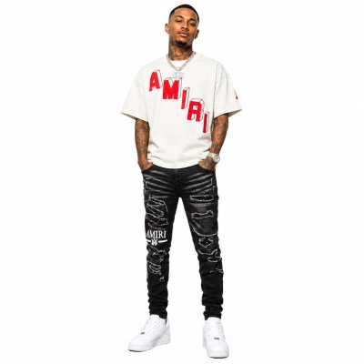 Amiri Flocked Hockey Skater Tee 'Vanilla Ice'+Amiri Jeans PK 8802 01