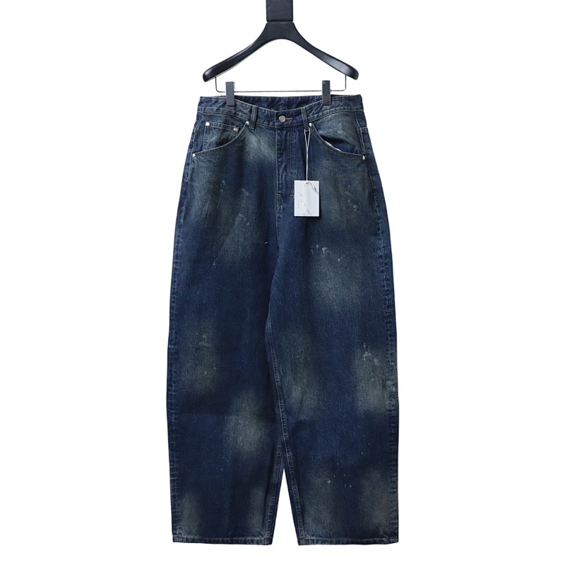 Ancellm Aging Wide 5P Denim Pants(Indigo)