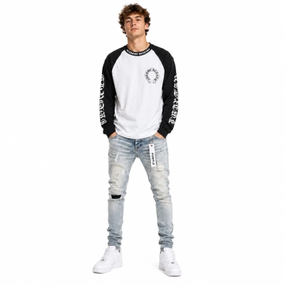 Chrome Hearts Horseshoe Baseball Shirt White/Black+Purple Brand Fashion Men Jeans 2 01