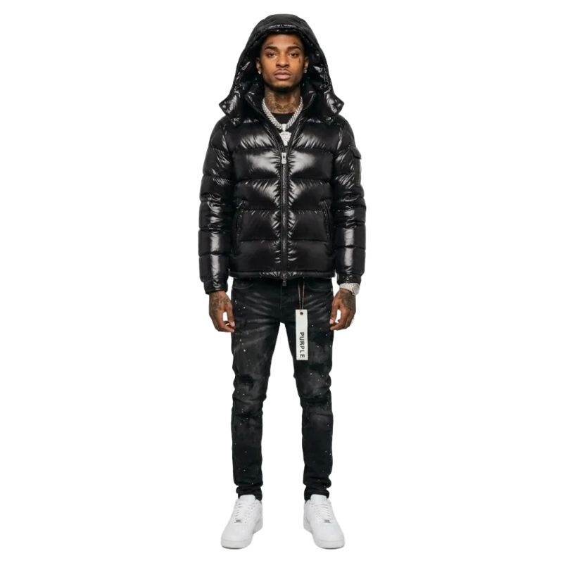 Moncler Maya Short Down Jacket Black (NFC) + Purple Brand Fashion Men Jeans 6