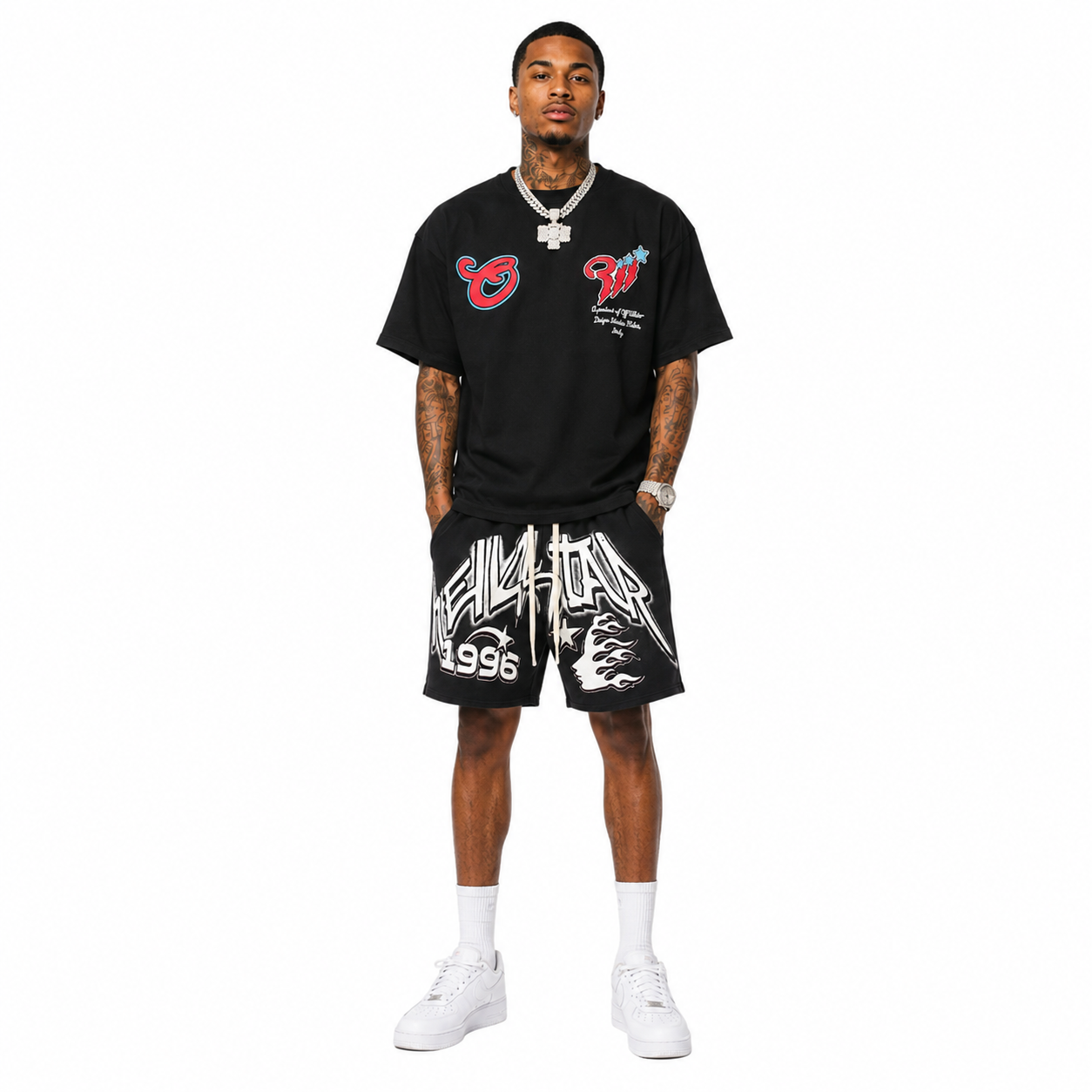 Off White T-Shirt 6139+Hellstar Shorts-791
