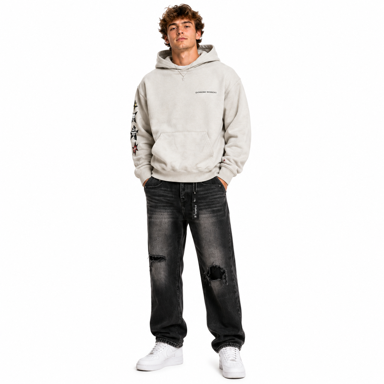 Chrome Hearts Matty Boy Hoodie Grey+Purple Brand Jeans -828#