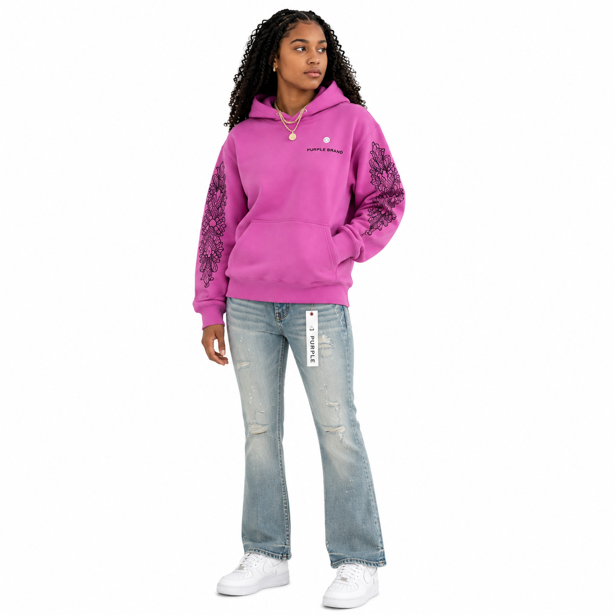 Chrome Hearts Matty Boy Spider Web Hoodie+Purple Brand Jeans -172#