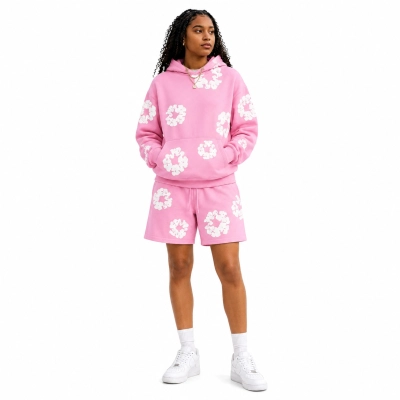 Denim Tears The Cotton Wreath Sweatshirt Pink+Denim Tears The Cotton Wreath Shorts Pink 01