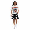 Hellstar Studios Screaming T-shirt White + Denim Tears The Cotton Wreath Shorts Black