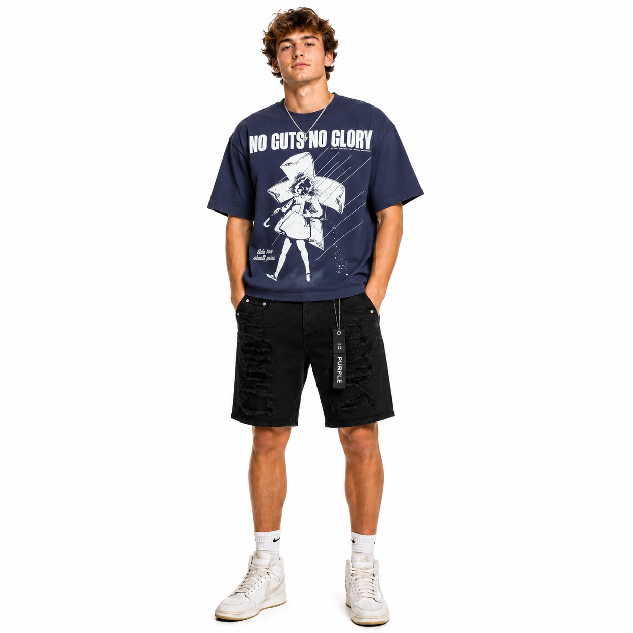 Hellstar T-Shirt -6791#+Purple Brand Denim Shorts PK502